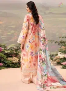 Back side of Brenish D-03 printed lawn shirt and dyed cambric trouser designed for breathable everyday style
