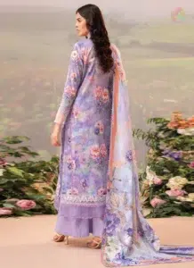 Back view of Brenish D-04 featuring coordinated digital lawn print with breathable cambric trouser for everyday or casual wear
