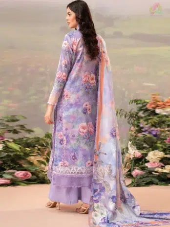 Back view of Brenish D-04 featuring coordinated digital lawn print with breathable cambric trouser for everyday or casual wear