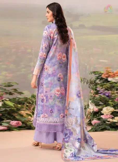 Back view of Brenish D-04 featuring coordinated digital lawn print with breathable cambric trouser for everyday or casual wear