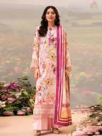 Front view of Brenish Chikankari Lawn D-06 featuring digital chikankari print on lawn shirt for classic eastern fashion in summer