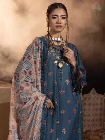 Full 3-piece lawn suit view of Adan’s Libas 3037 with digital voile dupatta and cotton trouser, styled for elegant summer occasions