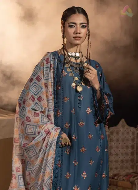 Full 3-piece lawn suit view of Adan’s Libas 3037 with digital voile dupatta and cotton trouser, styled for elegant summer occasions