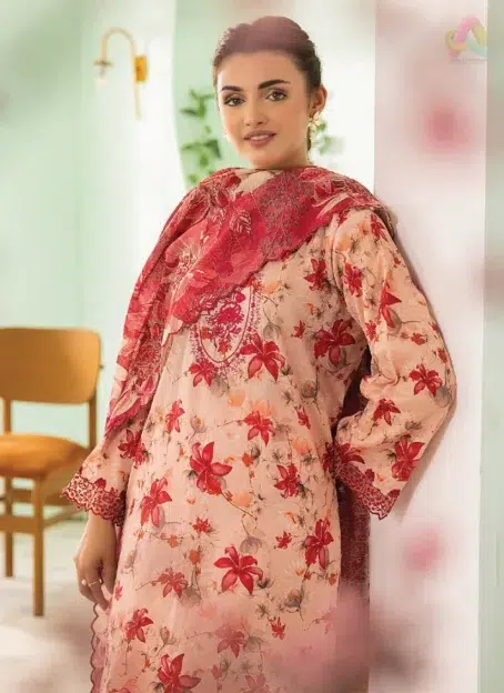 Detailed close-up of embroidered organza bunch and lace on sleeves of D-05, reflecting Gulljee clothing’s signature craftsmanship