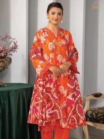 Close-up of organza embroidered front bunch and sleeve lace, showcasing Gulljee clothing’s premium craft and textile finesse