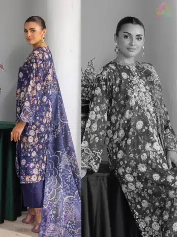 Back of Gulljee D-12 suit showcasing printed lawn back and sleeves, perfect for seasonal wear from the Gulljee lawn 2025 release