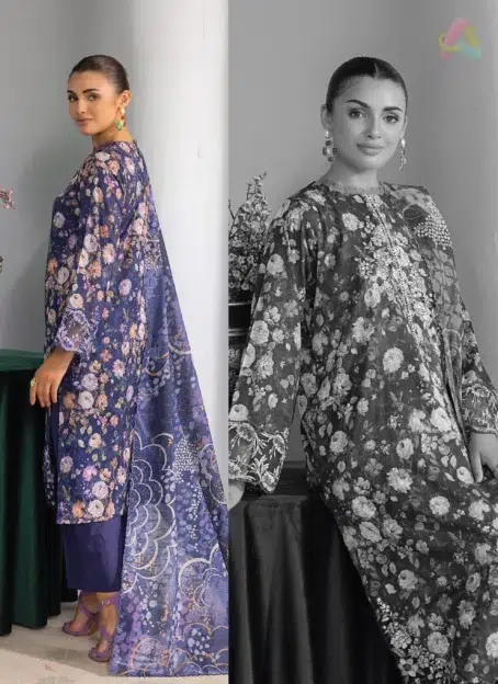 Back of Gulljee D-12 suit showcasing printed lawn back and sleeves, perfect for seasonal wear from the Gulljee lawn 2025 release