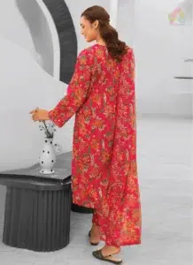 Back side of Zavi by Brenish D-01 featuring digital print on Bana Dora lawn fabric, perfect for lightweight comfort and elegant summer style