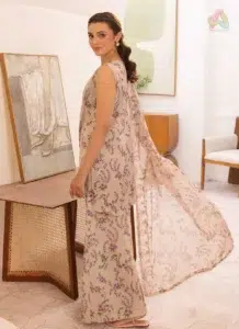 Back view of Zavi by Brenish D-05 with printed Bana Dora lawn and clean design, ideal for light and breathable summer wear