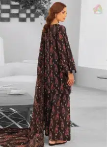 Back of Zavi by Brenish D-07 showcasing digitally printed Bana Dora lawn for a soft, breathable, and perfectly coordinated seasonal style