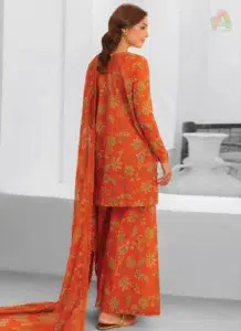 Back view of Zavi by Brenish D-10 highlighting digitally printed lawn, perfect for effortless summer fashion with a cohesive design