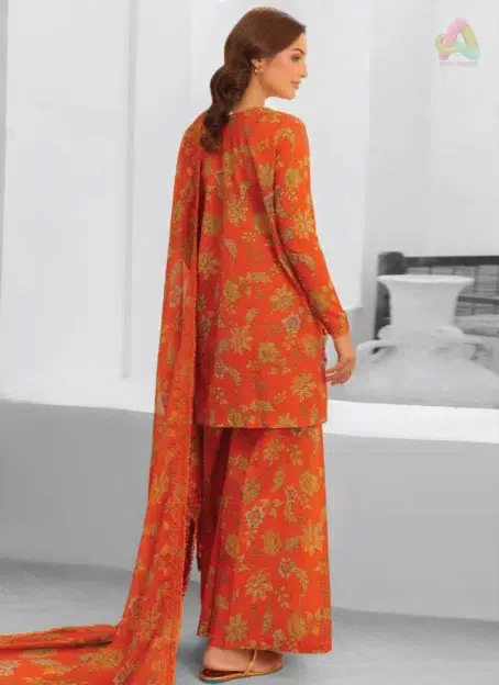 Back view of Zavi by Brenish D-10 highlighting digitally printed lawn, perfect for effortless summer fashion with a cohesive design