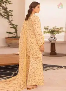 Back side of Zavi D-12 with digitally printed Bana Dora lawn, designed for a breathable and stylish summer outfit