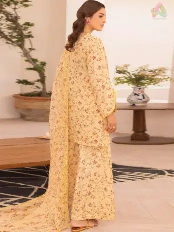 Back side of Zavi D-12 with digitally printed Bana Dora lawn, designed for a breathable and stylish summer outfit