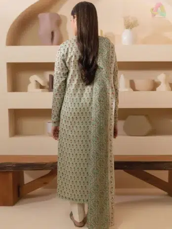 Back side of Zellbury lawn shirt from D-03 with digital prints on breathable fabric for trendy, relaxed everyday fashion