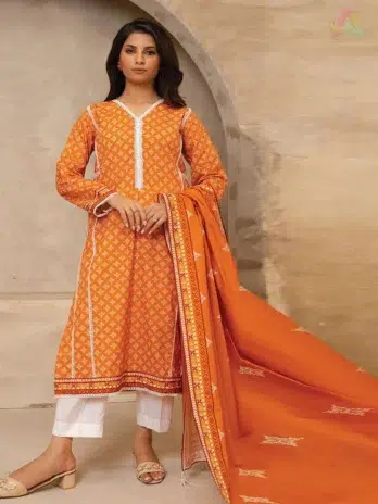 Front view of Zellbury D-04 showing vibrant digital print on soft lawn fabric with modern detailing, ideal for everyday summer styling