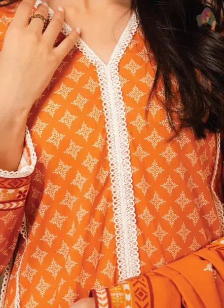 Close-up of neckline and sleeve design on Zellbury lawn shirt showing crisp stitching and bright digital patterns for summer charm