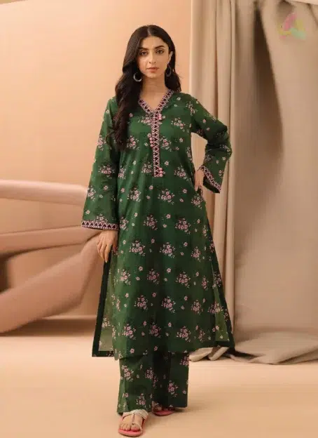 Front view of Zellbury D-05 showing digital printed lawn shirt with vibrant colors and breathable fabric perfect for summer wear
