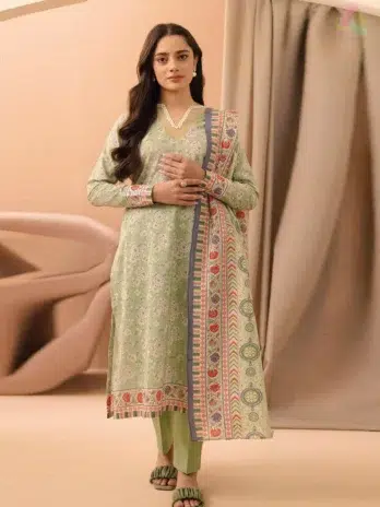 Front view of Zellbury Summer Vol 5 D-11 showing digital printed lawn shirt in soft summer hues with lightweight and breathable fabric