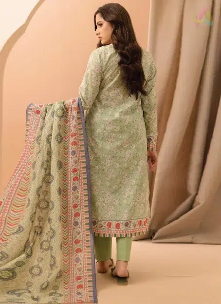 Back design of Zellbury D-11 2-piece suit highlighting elegant digital print and flowy lawn texture from the Zellbury New collection