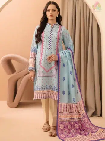 Front view of Zellbury Summer Vol 5 D-13 with digital printed lawn shirt from Zellbury lawn 2025 in fresh seasonal colors and elegant design