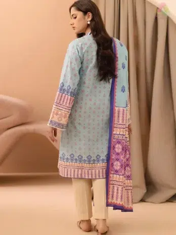 Back design of Zellbury D-13 showcasing lightweight lawn fabric with vibrant digital print from Zellbury New collection for summer wear.