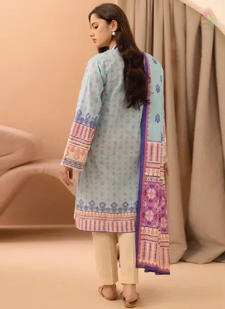 Back design of Zellbury D-13 showcasing lightweight lawn fabric with vibrant digital print from Zellbury New collection for summer wear.