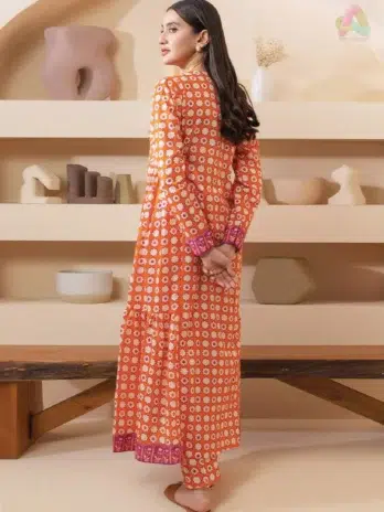 Back design of Zellbury D-14 with intricate digital prints on lawn shirt, part of the latest Zellbury collection 2025 for summer fashion