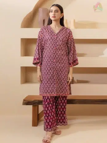 Front view of Zellbury Summer Vol 5 D-16 showing the digital printed lawn shirt with intricate summer-inspired patterns from Zellbury lawn 2025