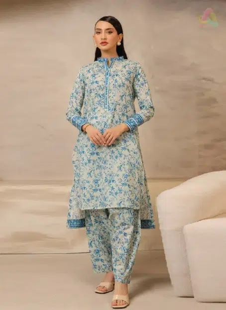 Front look of Zellbury Summer Vol 5 D-17 showing colorful digital printed lawn shirt from Zellbury lawn 2025, ideal for summer wardrobe refresh
