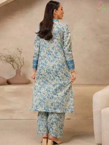 Back side of Zellbury D-17 highlighting the artistic lawn print and crisp tailoring from the trendy Zellbury collection 2025