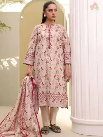 Zellbury D-18 front view showcasing digital printed lawn shirt with fresh colors from the exclusive Zellbury lawn 2025 summer collection