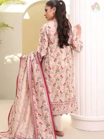 Back design of Zellbury Summer Vol 5 D-18 displaying intricate digital lawn print, perfect for seasonal wear from Zellbury clothing