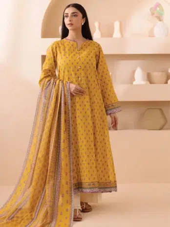 Front view of Zellbury Summer D-19 featuring digital printed lawn shirt in vibrant hues from the latest Zellbury lawn 2025 collection