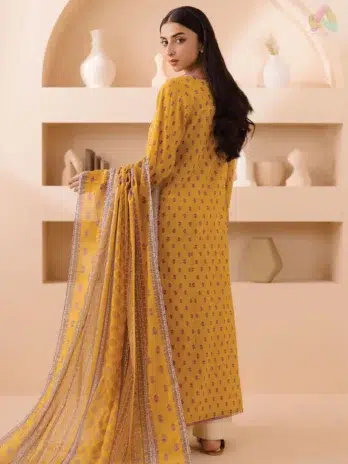 Back side of Zellbury D-19 suit highlighting digital print design on lawn fabric from the stylish Zellbury New collection.