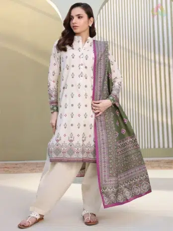 Front view of Zellbury Summer D-20 featuring digital printed lawn shirt in a stylish summer design from Zellbury lawn 2025 collection