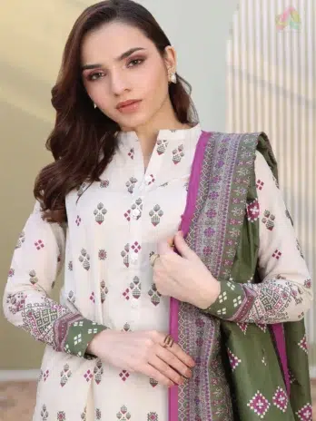 Close-up of D-20 fabric showing fine digital print and soft lawn texture, representing Zellbury clothing’s signature quality