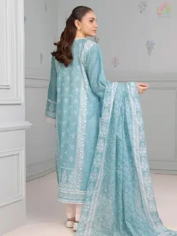 Back design of D-22 showing digital printed pattern and breathable lawn fabric from Zellbury lawn 2025 women’s 2-piece suit collection