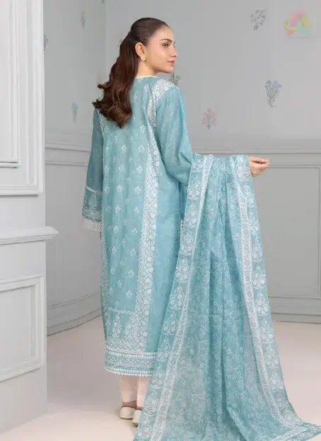 Back design of D-22 showing digital printed pattern and breathable lawn fabric from Zellbury lawn 2025 women’s 2-piece suit collection