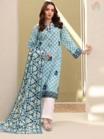 Front view of Zellbury Summer Vol 5 D-23 embroidered lawn shirt, featuring bold digital print and classic design from Zellbury collection 2025.