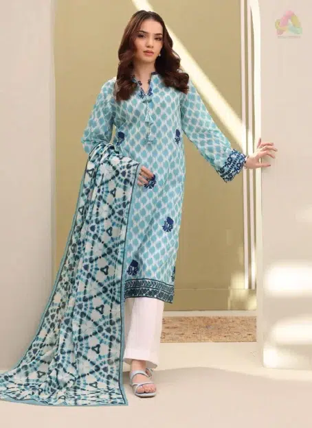 Front view of Zellbury Summer Vol 5 D-23 embroidered lawn shirt, featuring bold digital print and classic design from Zellbury collection 2025.