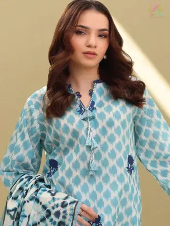 Close-up of embroidery and print detailing on Zellbury D-23 shirt from Zellbury New collection, crafted for refined summer fashion