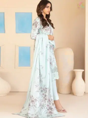 Back side of Elira by Tawakkal D-3025 with intricate digital print design from the Tawakkal clothing 2025 collection.