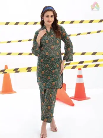 Identic By Regalia Textile D-02 front view showcasing Airjet Digital Printed Cambric Shirt with vibrant detailing from the Cambric Collection 2025