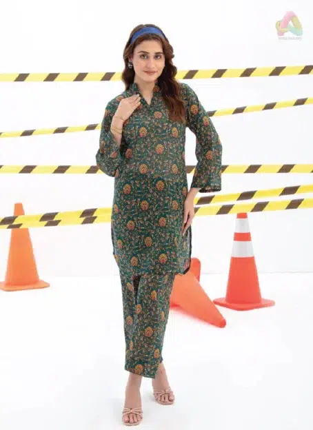 Identic By Regalia Textile D-02 front view showcasing Airjet Digital Printed Cambric Shirt with vibrant detailing from the Cambric Collection 2025
