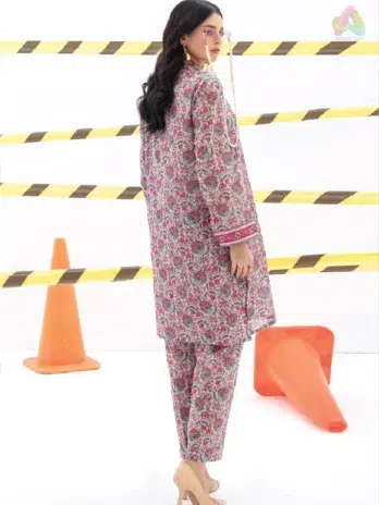 Back view of Identic By Regalia Textile D-06 highlighting digital printed cambric shirt and trouser from Regalia Textile New collection.