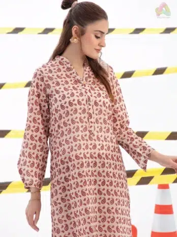 Close-up of Identic By Regalia Textile D-07 showing premium cambric fabric texture and detailed digital printing from Regalia Textile New Collection.