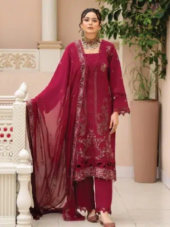 Front design of Ilana by Panache Vol 2 D-01 featuring embroidered Karandi shirt, stylish detailing, and luxurious look from Puri Fabrics Karandi Collection.