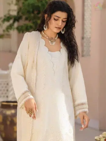 Close-up of Ilana by Panache Vol 2 D-02 highlighting premium embroidery work on Karandi fabric, a signature design from Puri Fabrics clothing range.