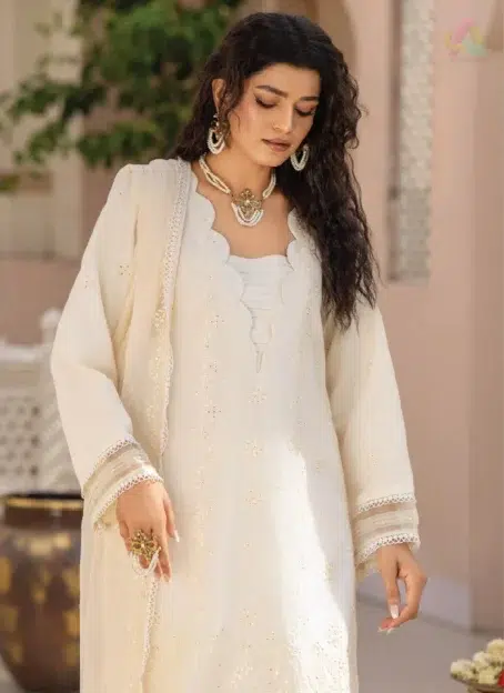Close-up of Ilana by Panache Vol 2 D-02 highlighting premium embroidery work on Karandi fabric, a signature design from Puri Fabrics clothing range.